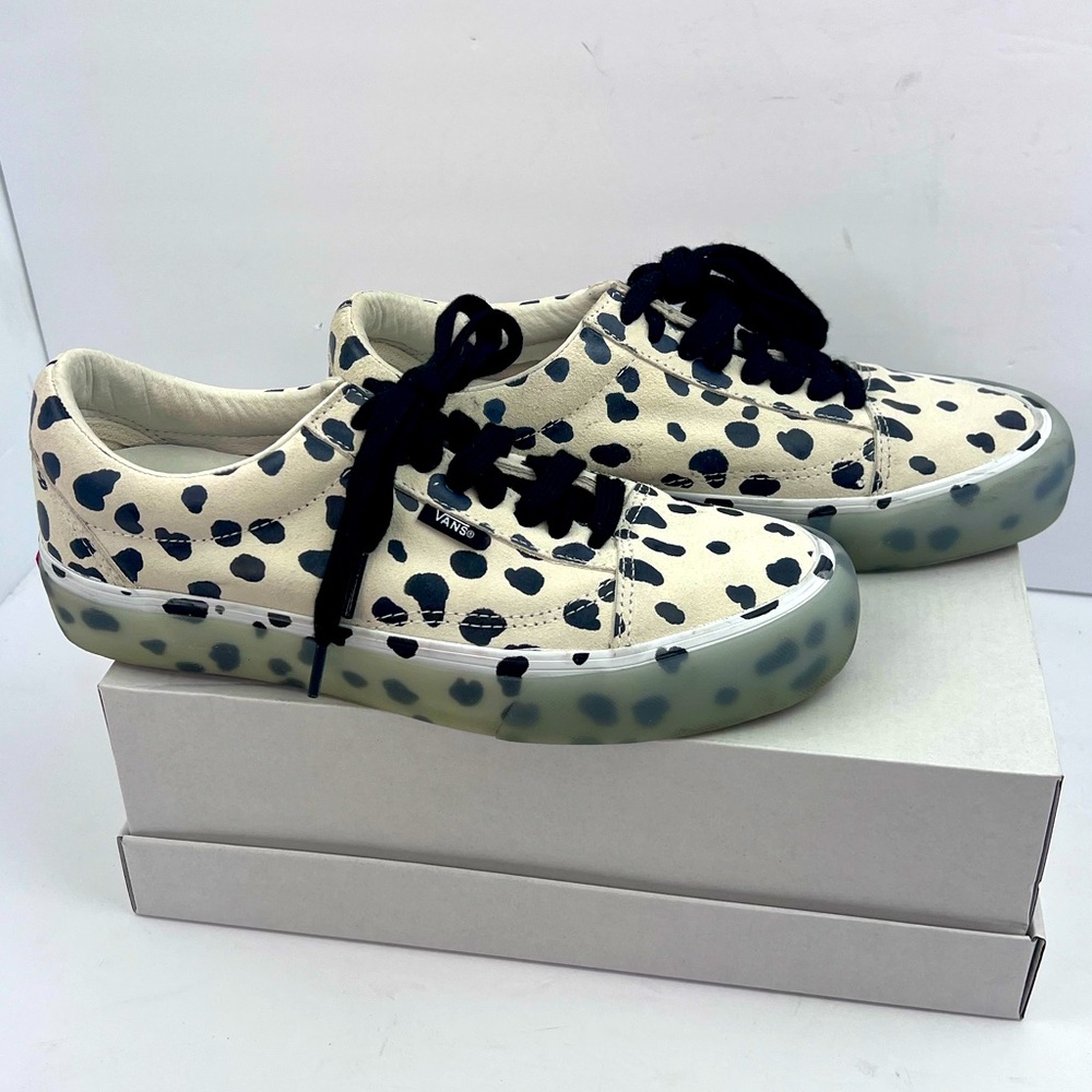 VANS OLD SKOOL NS VLT LX DALMATION, UPPER LEATHER, CRAM & BLACK, M 7.5, W 8.5 - Picture 4 of 17
